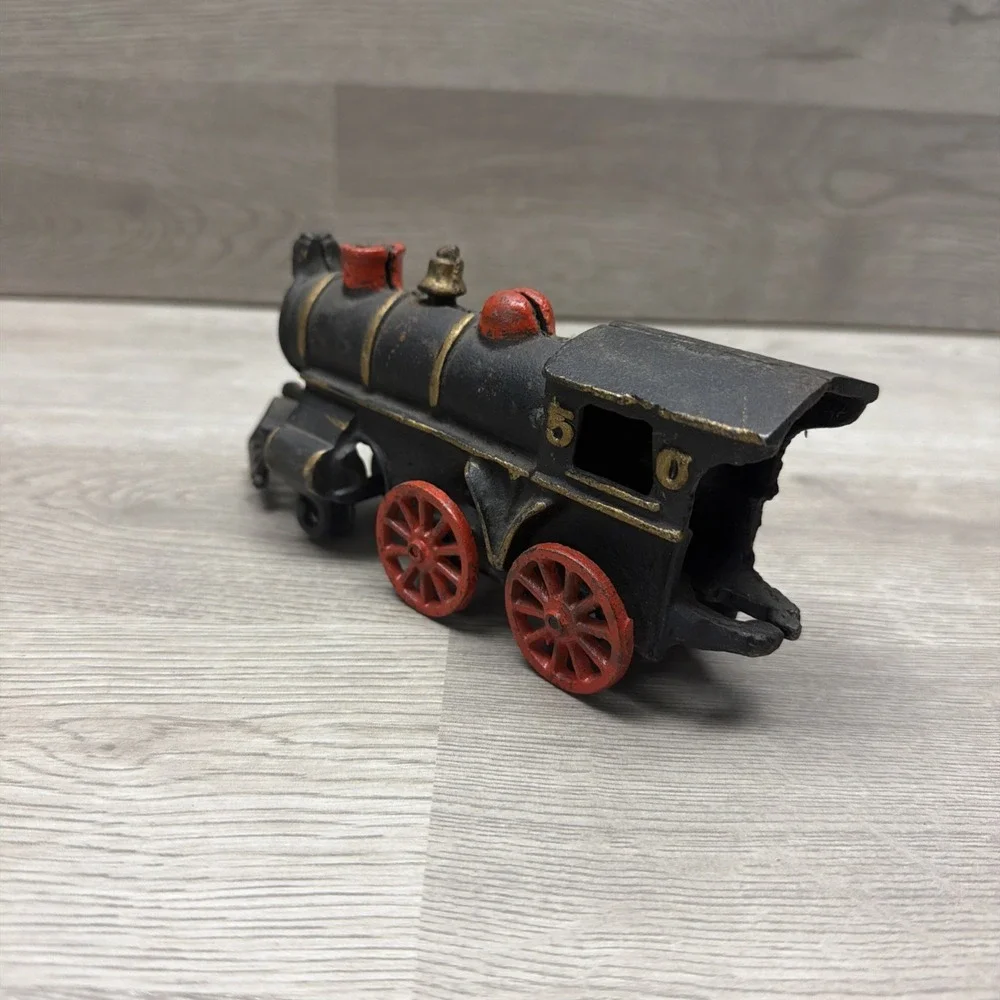 Cast-Iron Toy Train Steam Locomotive Engine & Tender Coal Train Car #50‎ Vintage